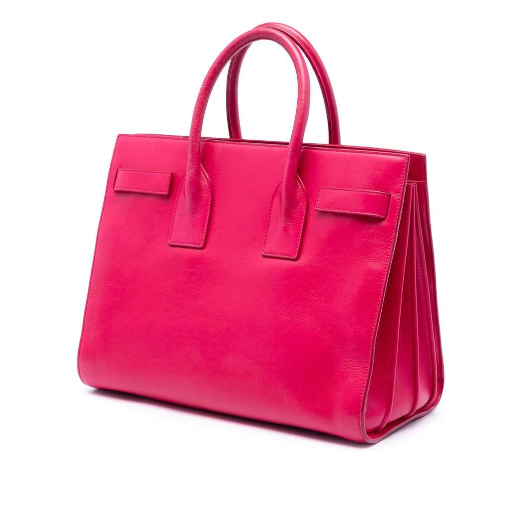 Saint Laurent Small Leather Sac De Jour Satchel Pink Leather Very good - Back View