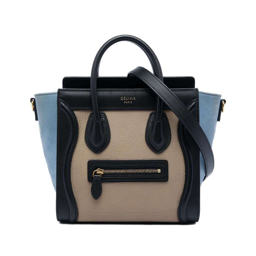 Celine Nano Tricolor Leather Luggage Tote Beige Leather Very good - Front View