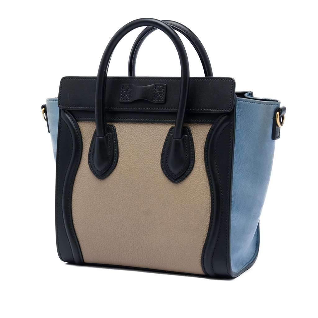 Celine Nano Tricolor Leather Luggage Tote Beige Leather Very good - Back View