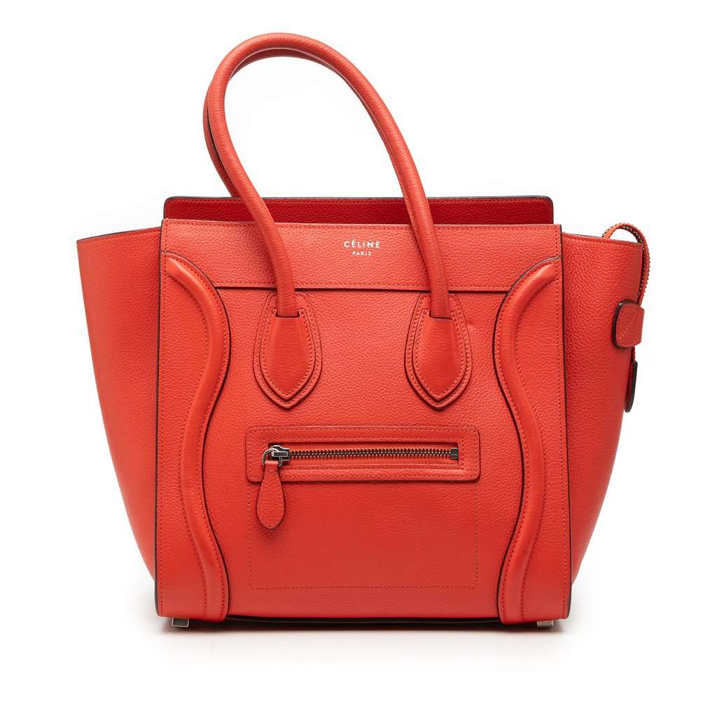 Celine Micro Leather Luggage Tote Orange Leather Very good condition - Front View