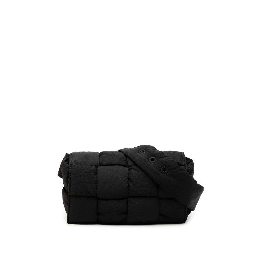 Bottega Veneta Mini Nylon Intrecciato Padded Tech Cassette Belt Bag Black Very good condition - Front View
