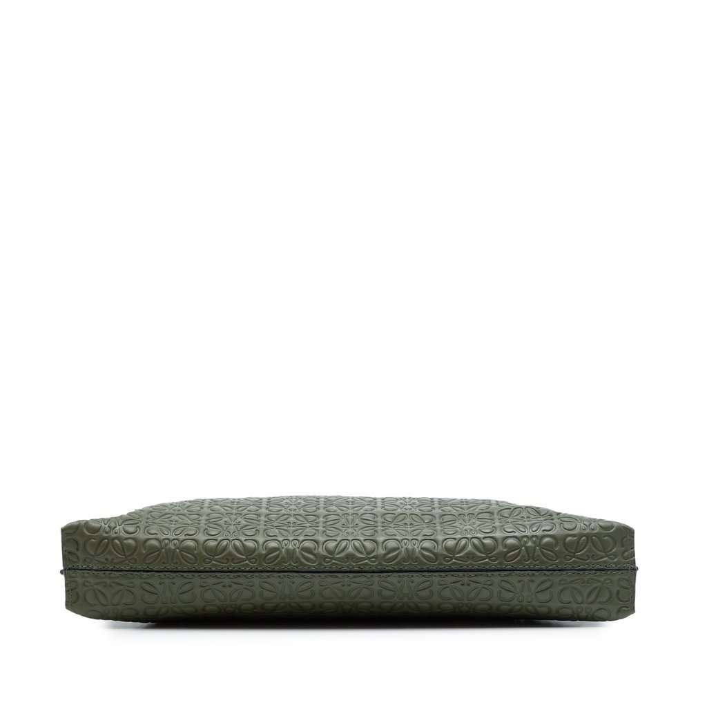 LOEWE Embossed Leather Anagram Repeat T Pouch Green Leather Very good - Inside View