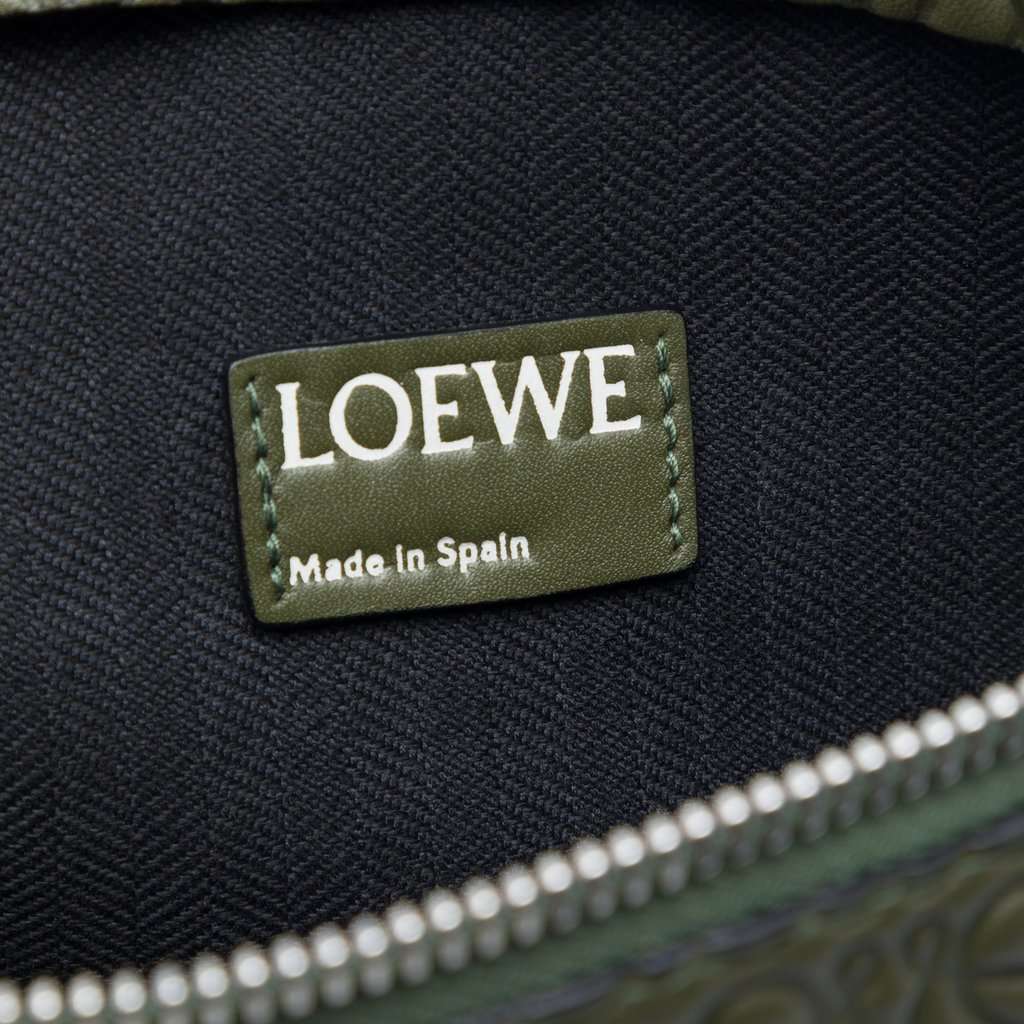 LOEWE Embossed Leather Anagram Repeat T Pouch Green Leather Very good - Box View