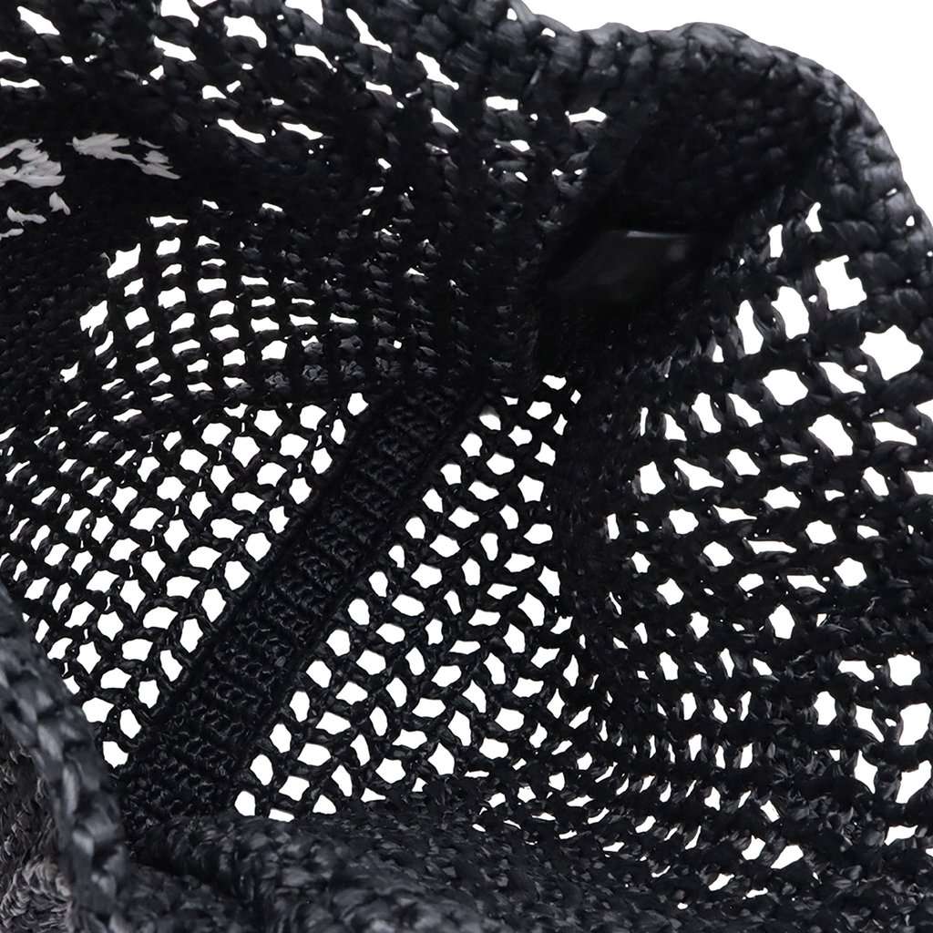 Prada Raffia Effect Crochet Embroidered Logo Tote Black Very good condition - Inside View