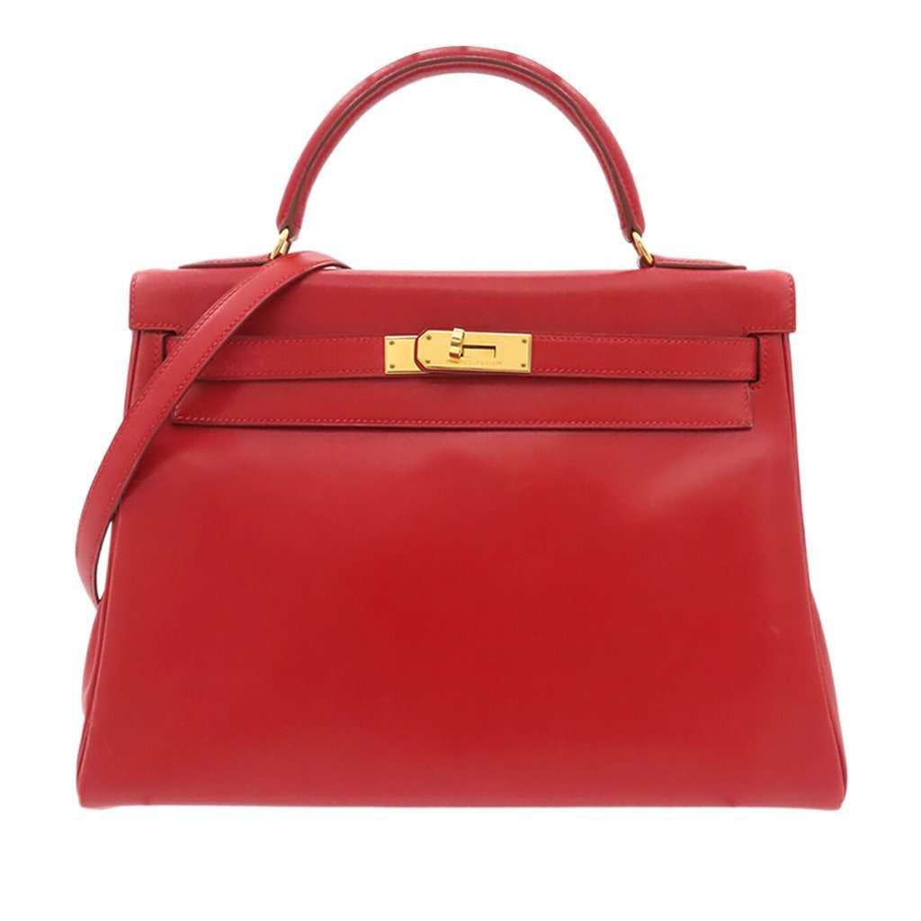 Hermès Box Calf Kelly Retourne 32 Red Leather Very good - Front View