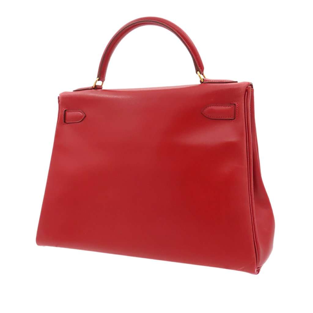 Hermès Box Calf Kelly Retourne 32 Red Leather Very good - Back View