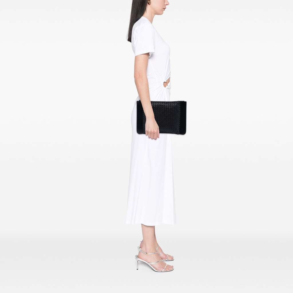Bottega Veneta Intrecciato Trimmed Leather Clutch Black Leather Very good condition - Box View