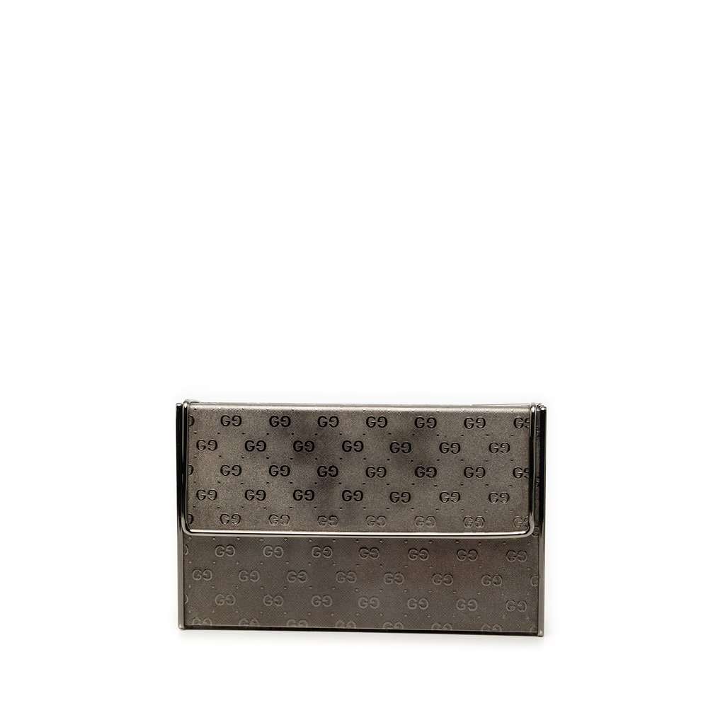 Gucci Micro GG Metal Pouch Silver Metal Good condition - Front View