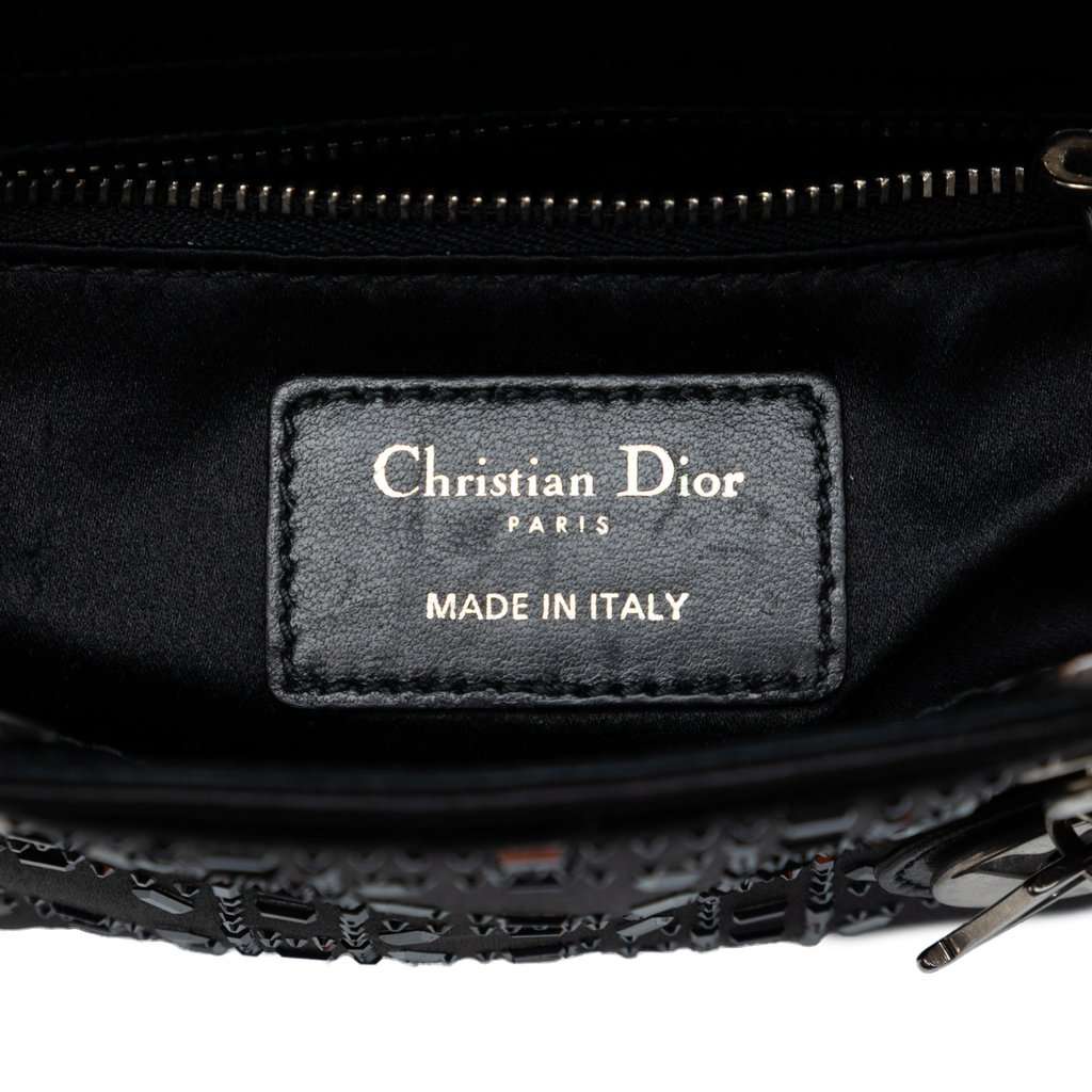 Dior Mini Satin Cannage Strass Crystal Embellished Lady Dior Black Very good condition - Box View