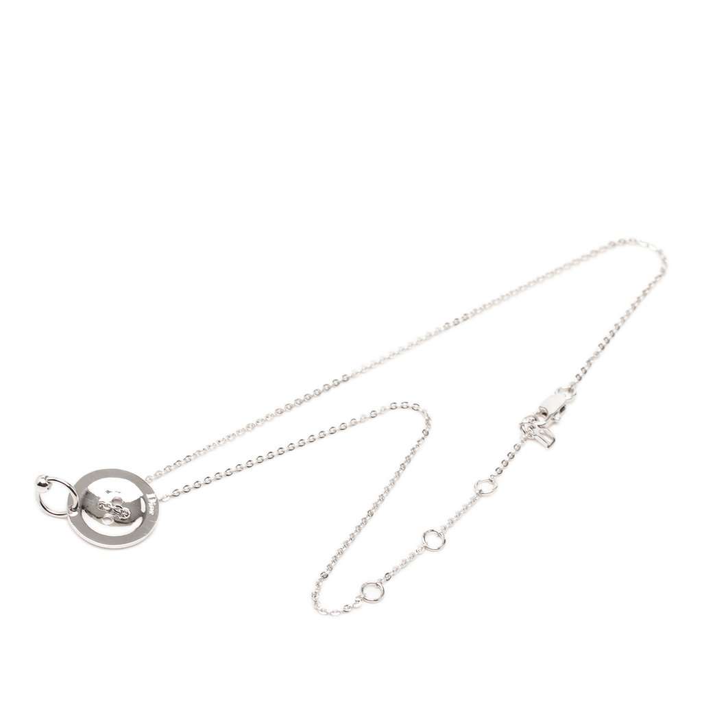 Dior Brass Button Pendant Necklace Silver Metal Very good - Front View