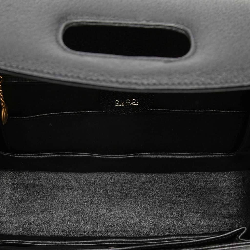 Gucci Grained Calfskin Bamboo Night Black Leather Very good condition - Model View