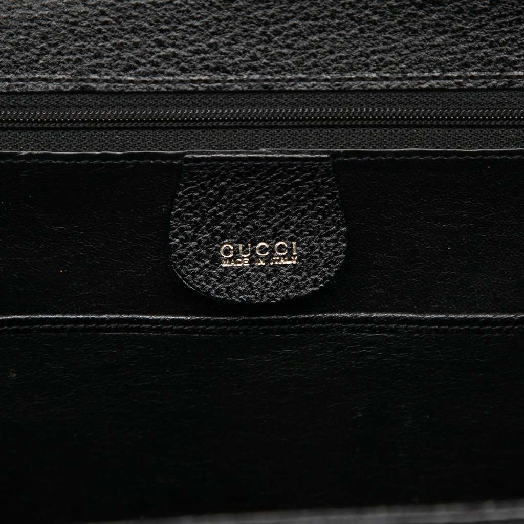Gucci Grained Calfskin Bamboo Night Black Leather Very good condition - Box View