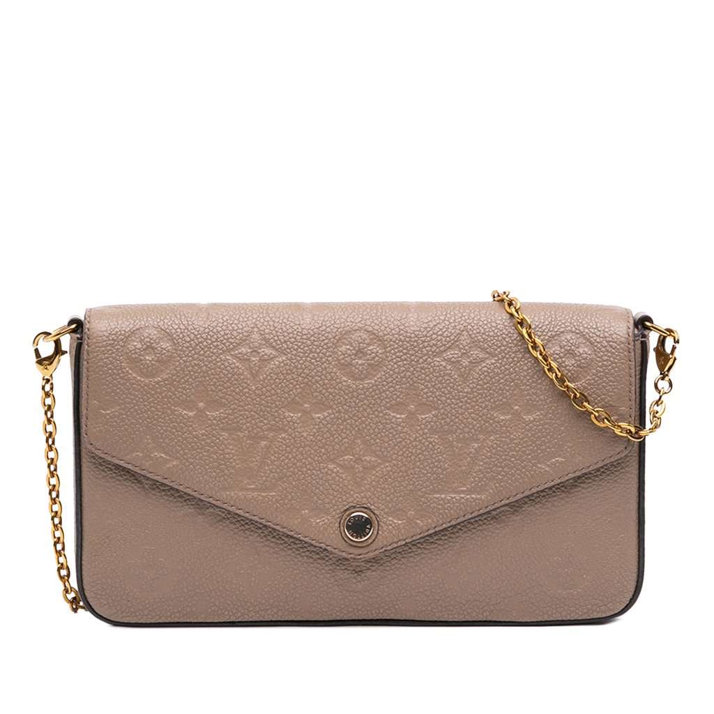 Louis Vuitton Monogram Empreinte Pochette Felicie Beige Leather Very good condition - Front View