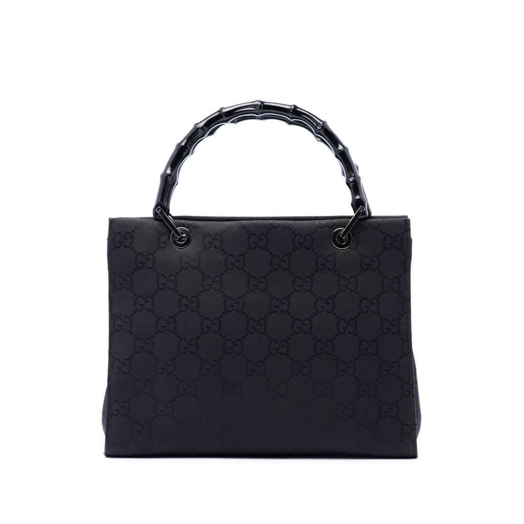 Gucci GG Nylon Bamboo Satchel Black Very good - Front View