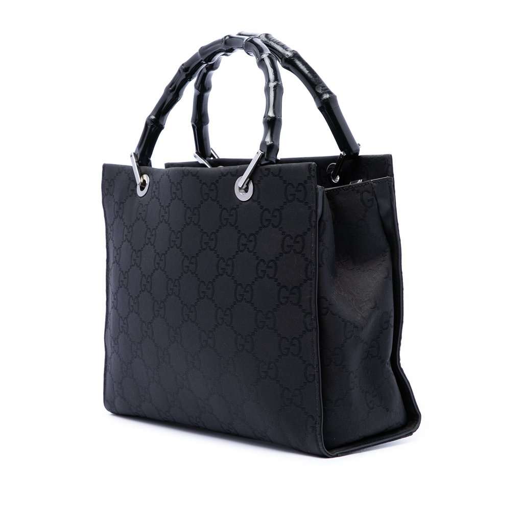Gucci GG Nylon Bamboo Satchel Black Very good - Back View
