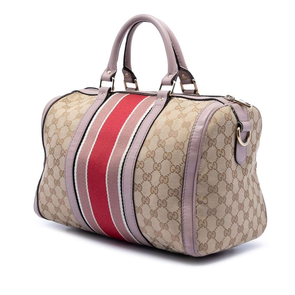 Gucci Medium GG Canvas Web Joy Boston Bag Beige Very good - Back View