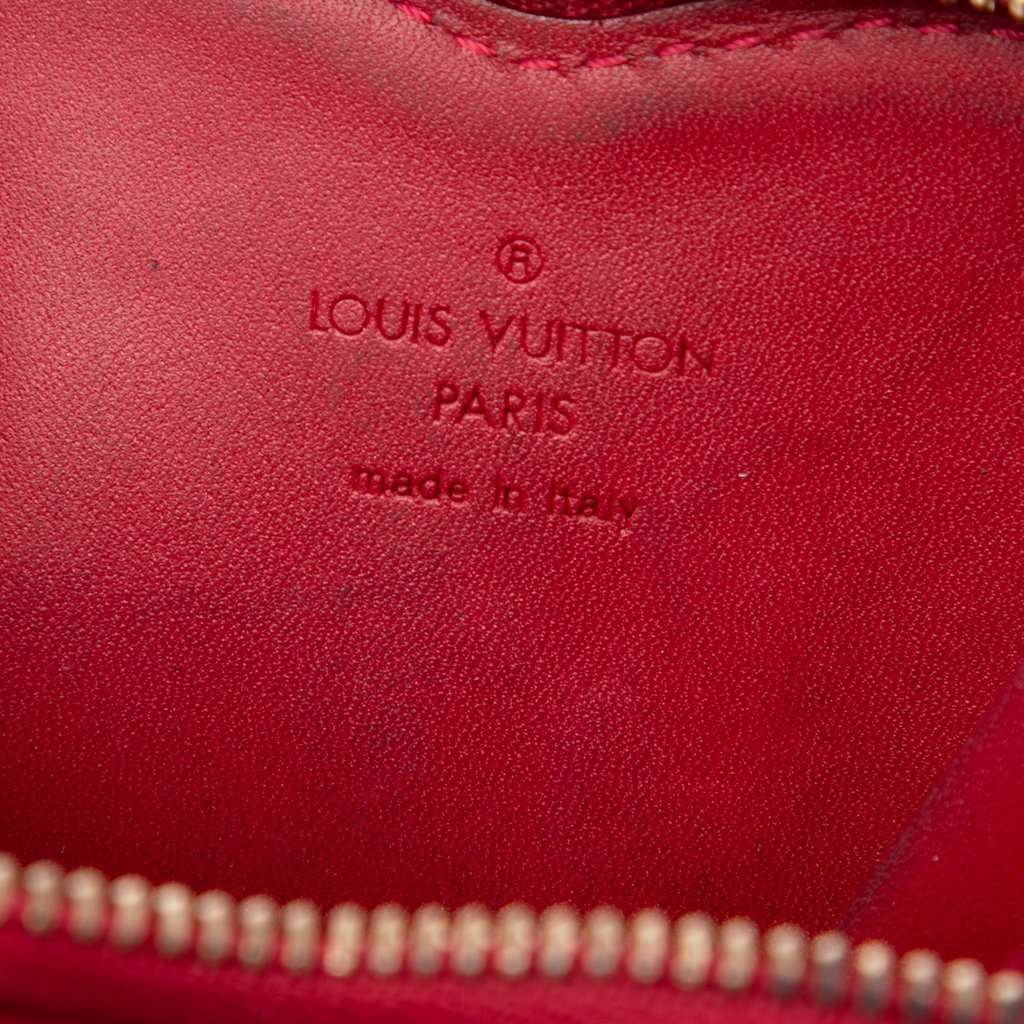 Louis Vuitton Monogram Vernis Heart Coin Purse Red Leather Very good condition - Box View