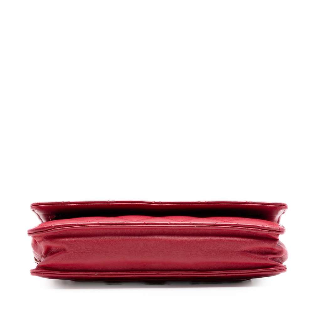 Chanel CC Quilted Lambskin Wallet on Chain Red Leather Very good condition - Inside View