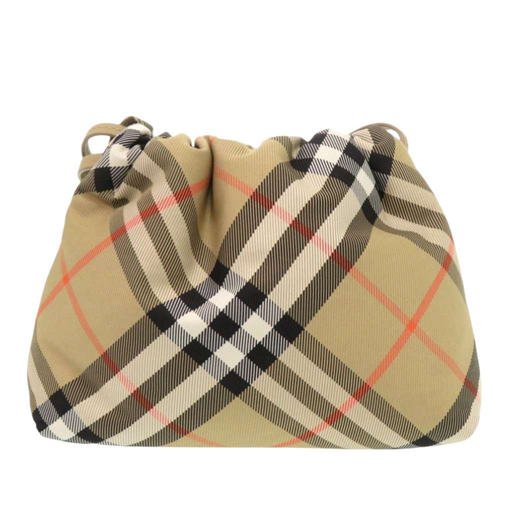 Burberry Supernova Check Nylon Drawstring Pouch Beige Very good - Back View