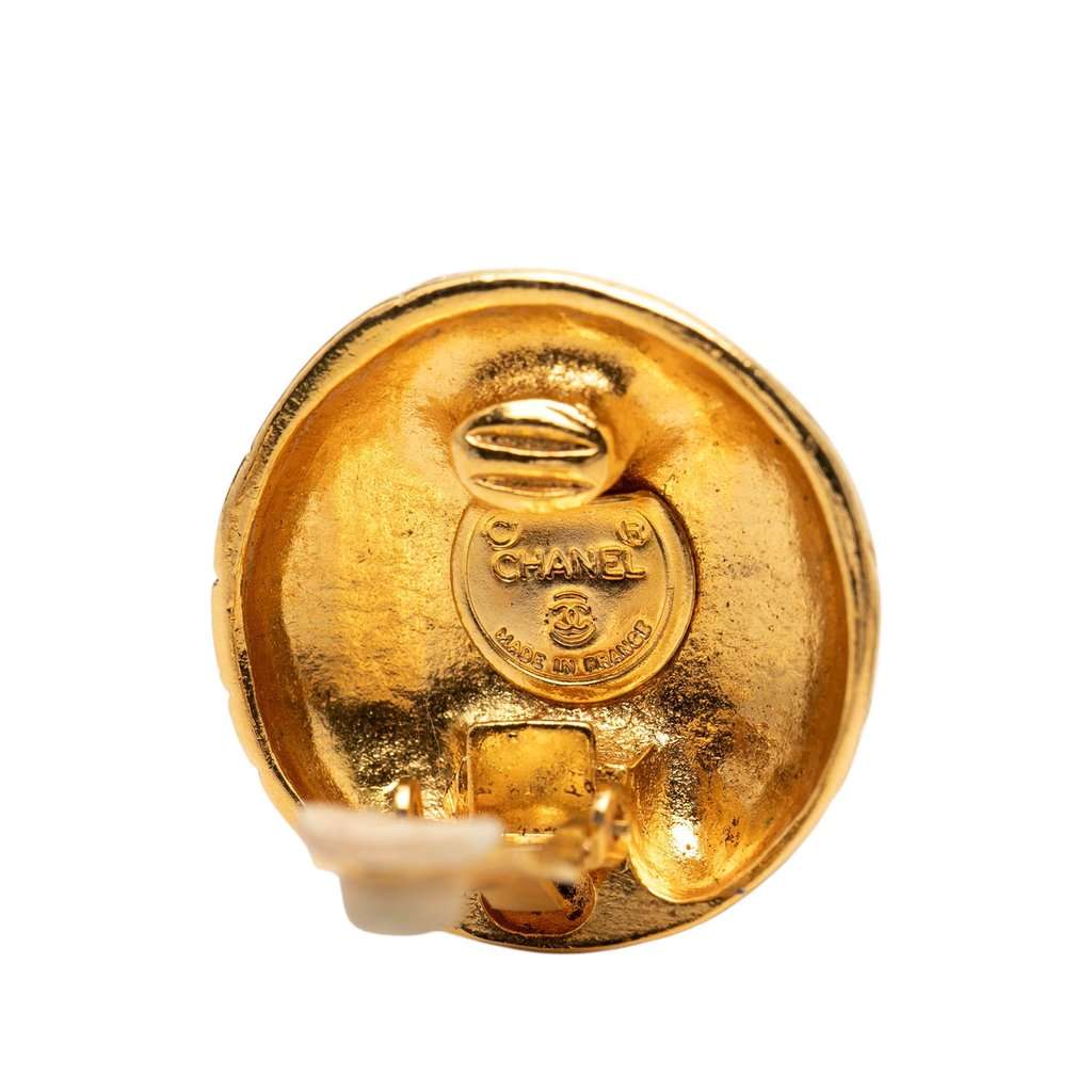 Chanel Gold Plated Logo Lettering Clip On Earrings Gold Metal Very good condition - Inside View