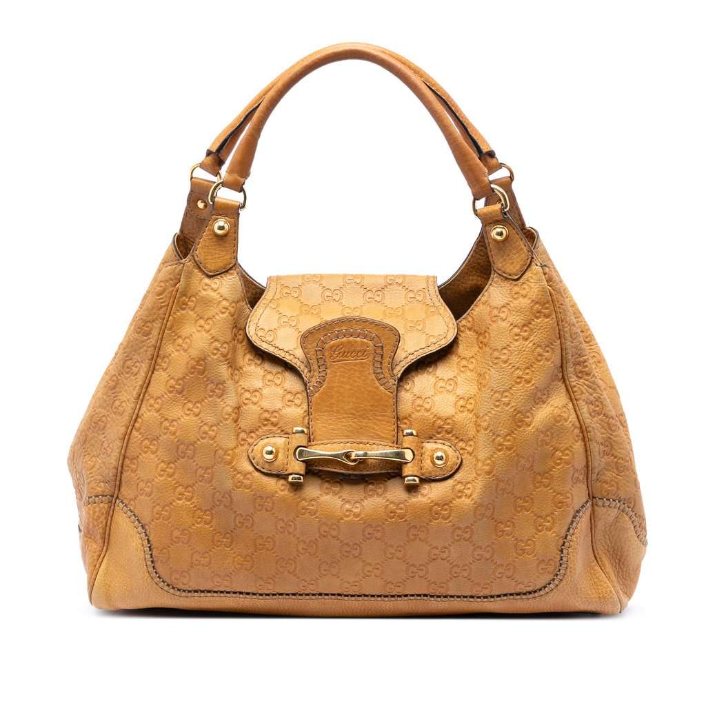 Gucci Guccissima New Pelham Shoulder Bag Brown Leather Very good condition - Front View