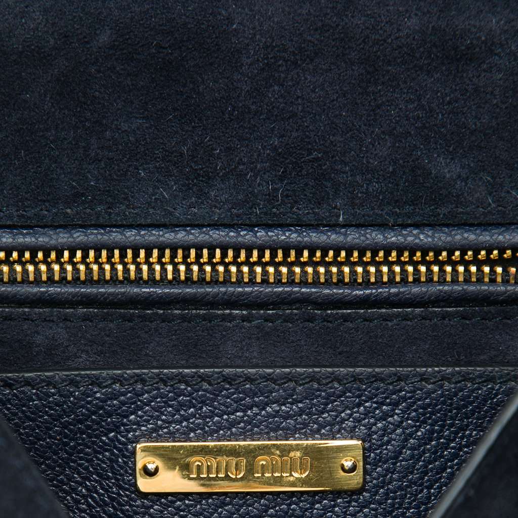 Miu Miu Goatskin Madras Crossbody Blue Leather Very good - Box View