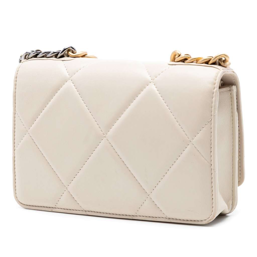 Chanel Quilted Lambskin 19 Wallet on Chain Brown Leather Very good - Back View