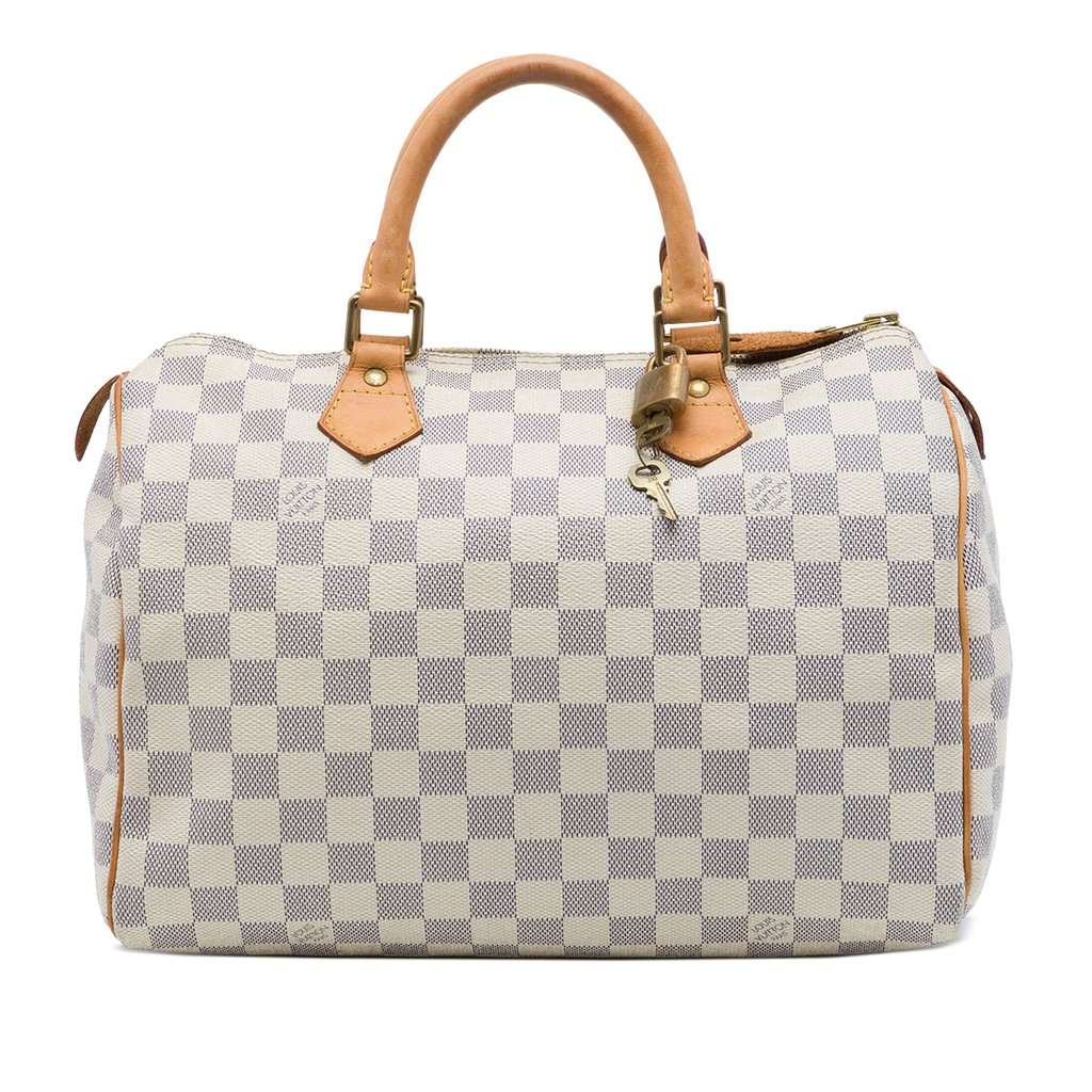 Louis Vuitton Damier Azur Speedy 30 White Good - Front View