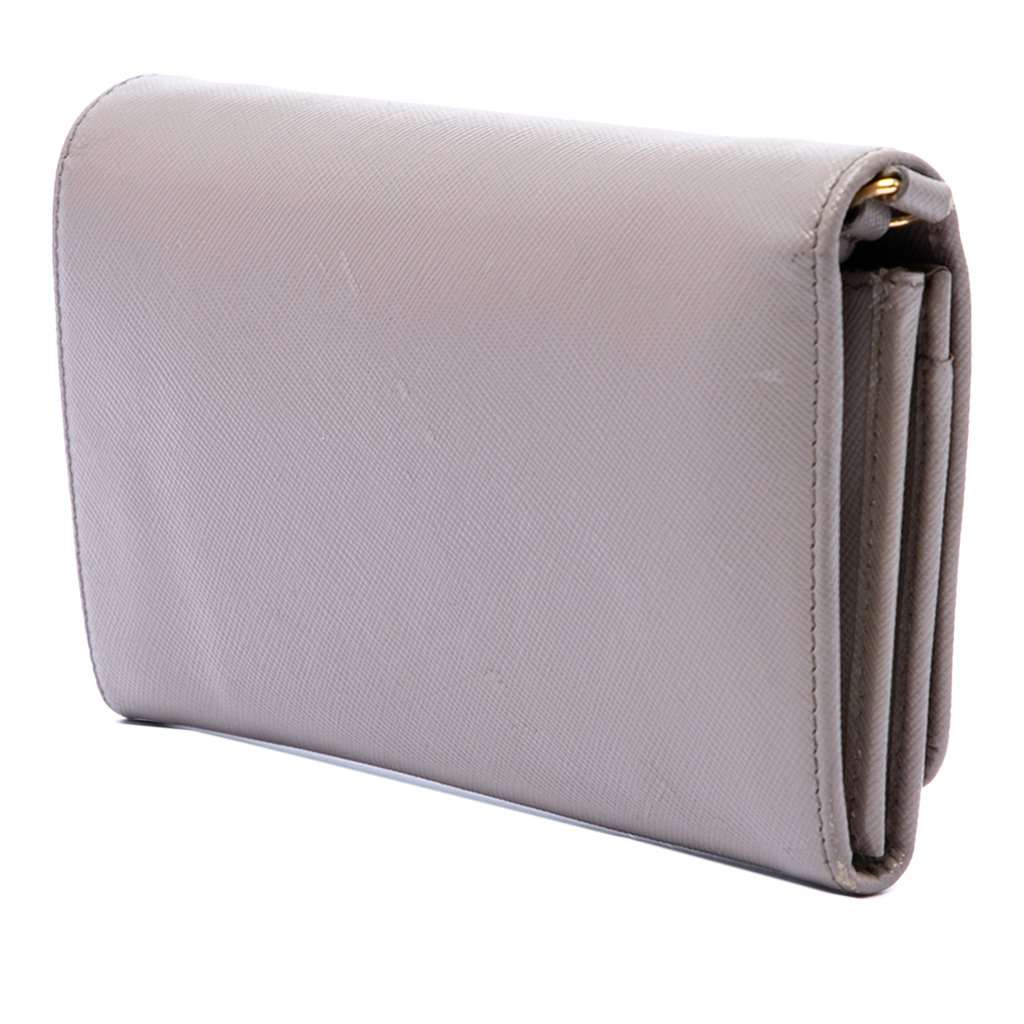 Prada Saffiano Wallet on Strap Brown Leather Very good - Back View