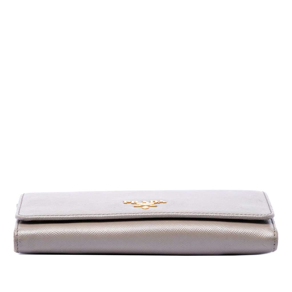 Prada Saffiano Wallet on Strap Brown Leather Very good - Inside View