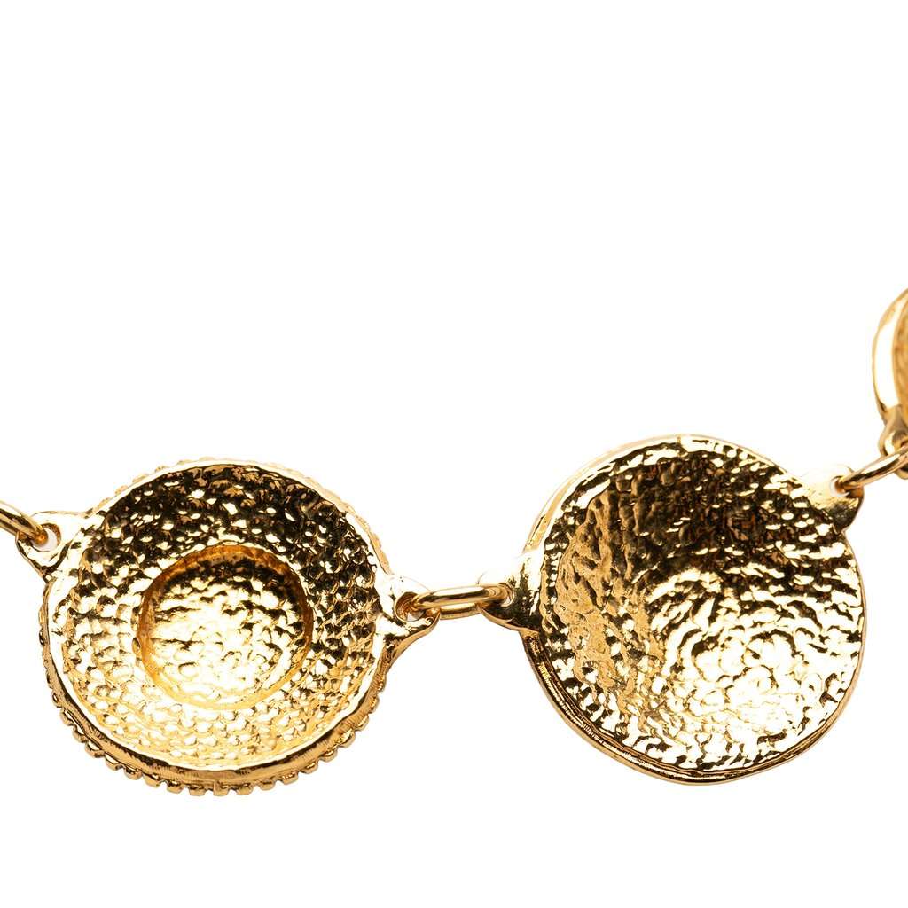 Chanel CC Gold Plated Cambon Medallion Necklace Gold Metal Very good condition - Back View