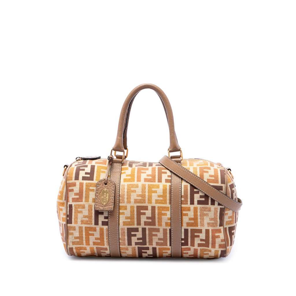 Fendi Zucca Canvas Selleria Satchel Beige Very good - Front View