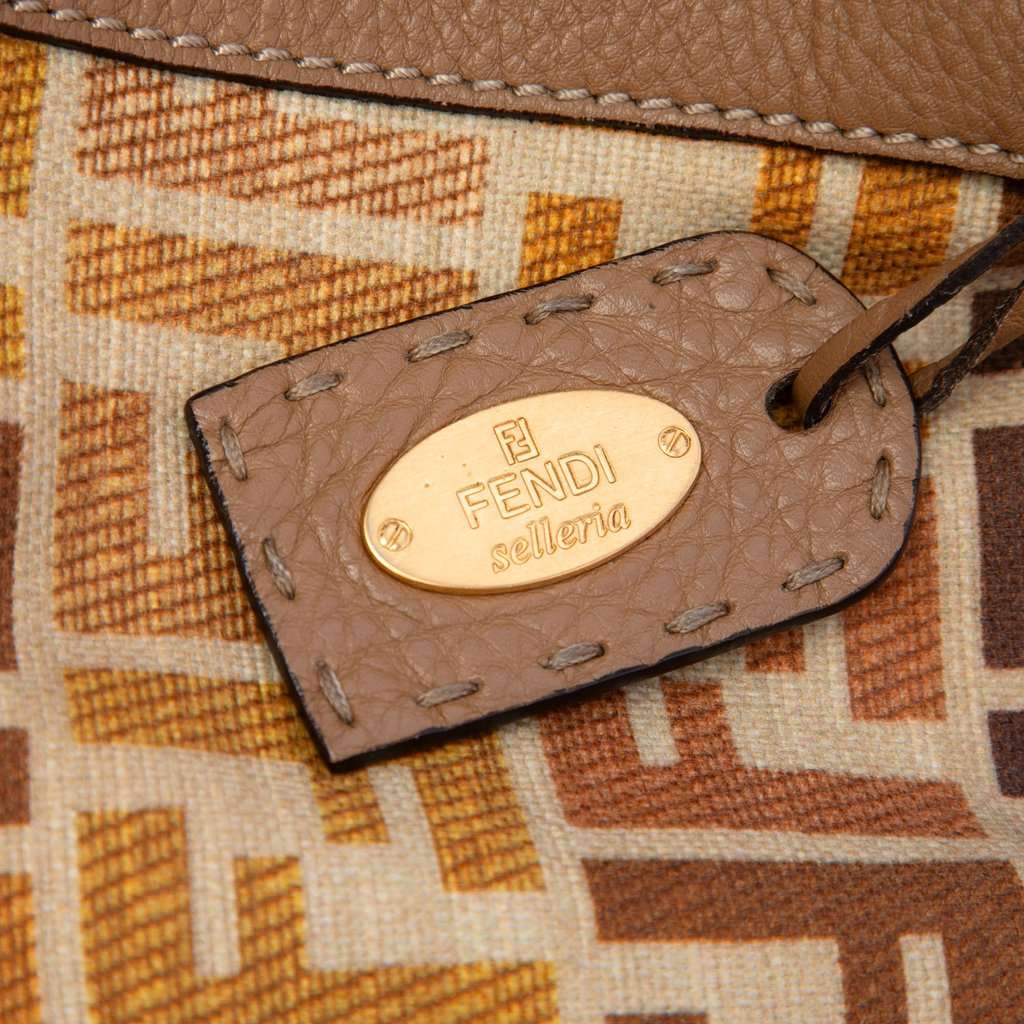 Fendi Zucca Canvas Selleria Satchel Beige Very good - Box View