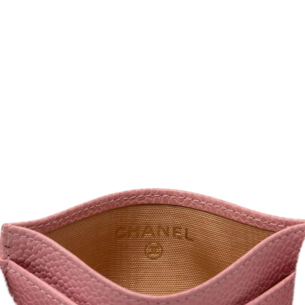 Chanel CC Caviar Card Holder Pink Leather Very good condition - Box View