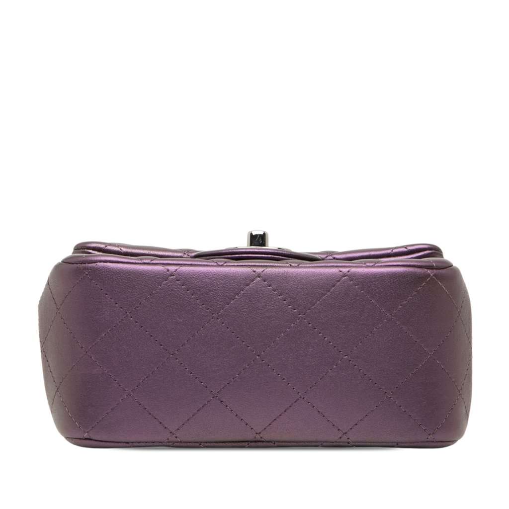 Chanel Mini Square Classic Iridescent Lambskin Single Flap Purple Leather Very good - Inside View