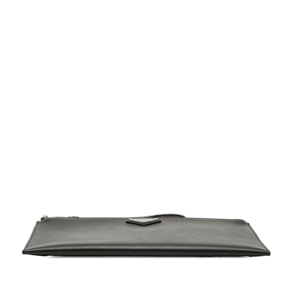 Prada Saffiano Wristlet Clutch Black Leather Very good condition - Inside View
