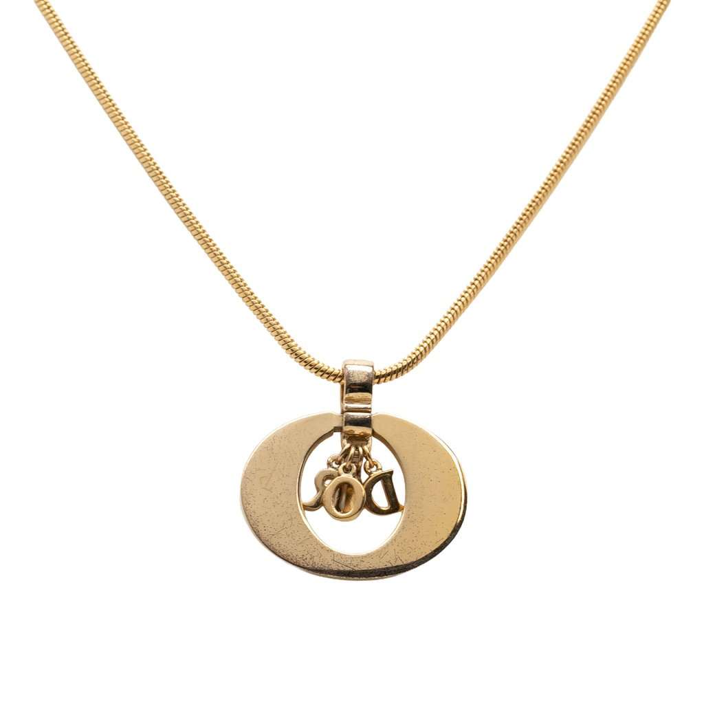 Dior Gold Plated CD Logo Pendant Necklace Gold Metal Very good - Inside View