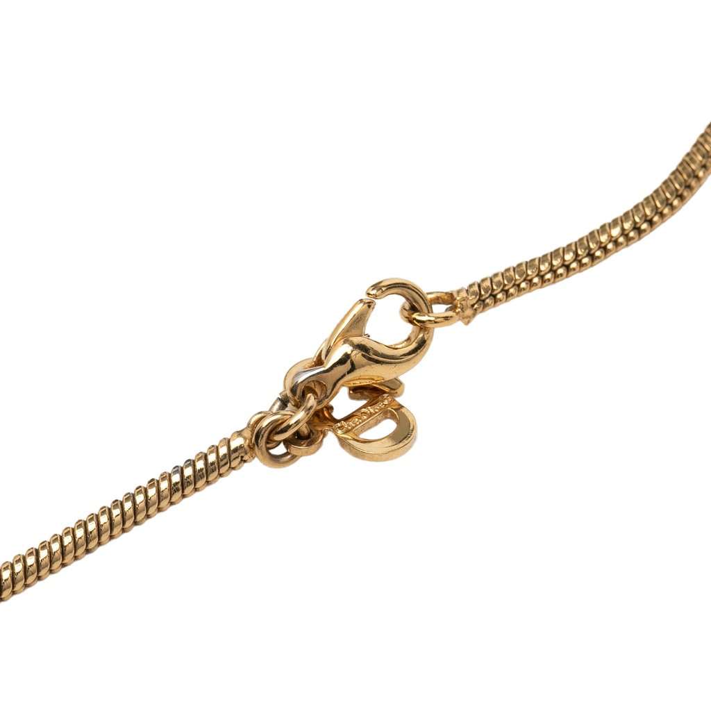 Dior Gold Plated CD Logo Pendant Necklace Gold Metal Very good - Model View