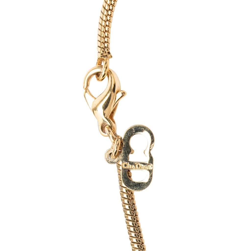 Dior Gold Plated CD Logo Pendant Necklace Gold Metal Very good - Box View
