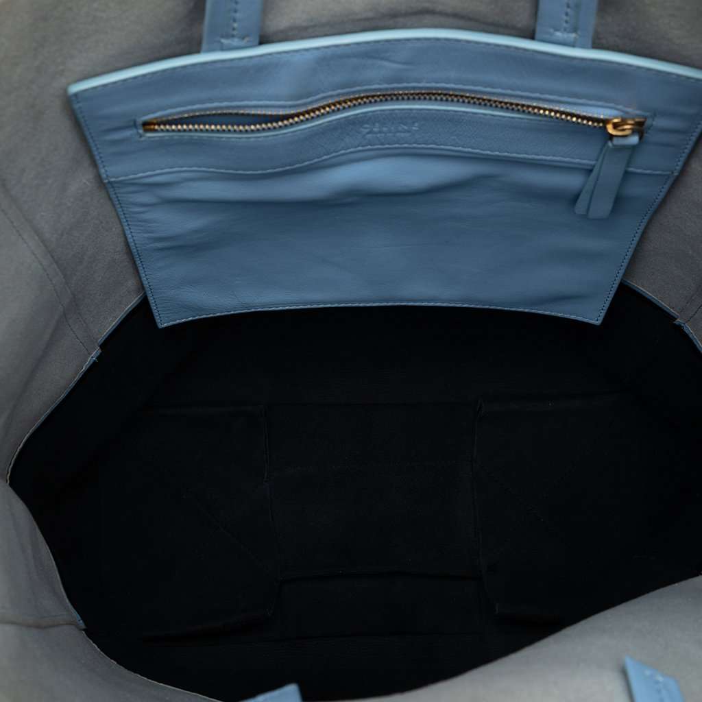 Celine Bicolor Leather Vertical Cabas Tote Blue Leather Very good condition - Model View
