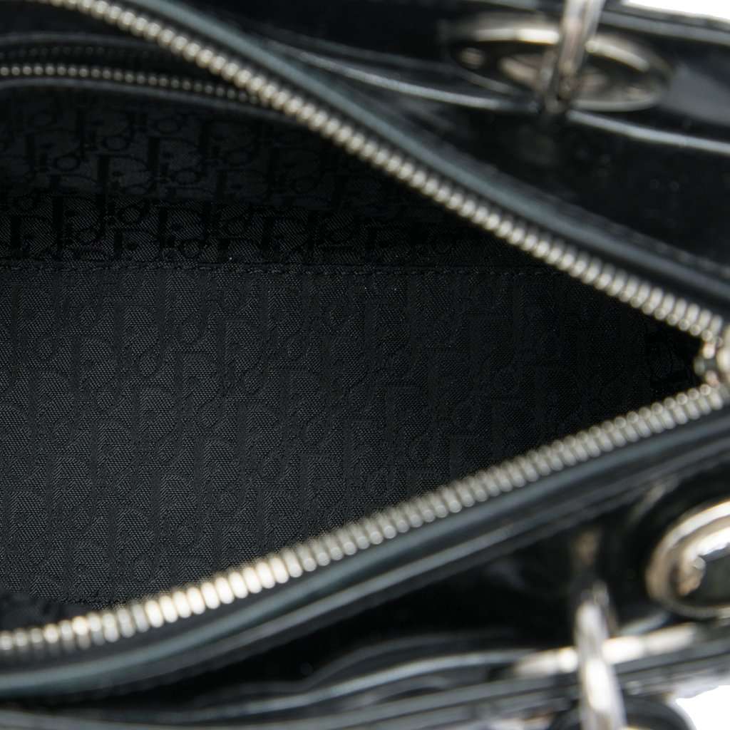 Dior Medium Patent Cannage Lady Dior Black Leather Very good condition - Model View