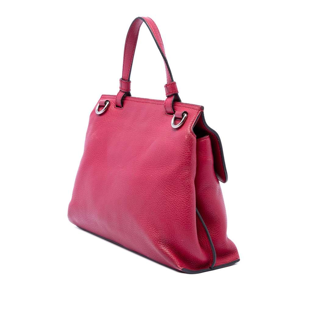 Gucci Small Calfskin Bamboo Daily Satchel Pink Leather Very good - Back View