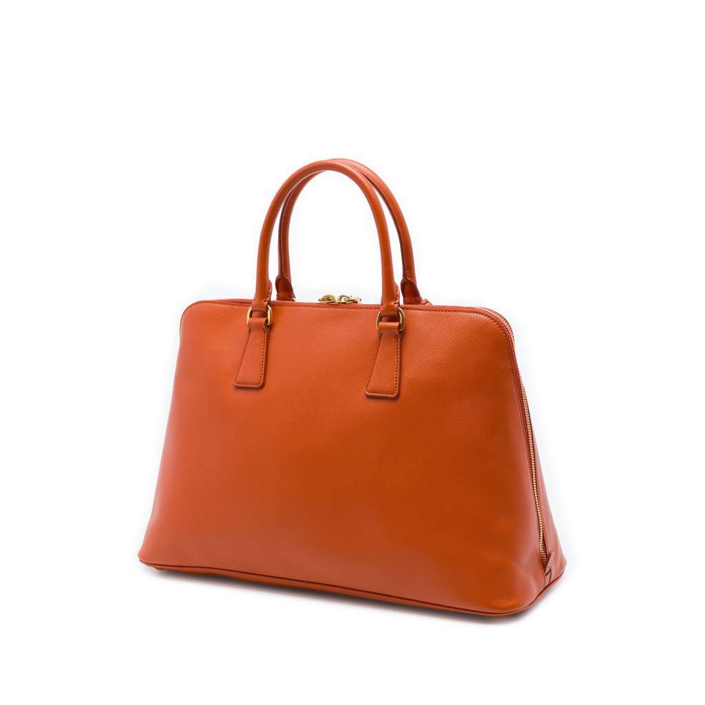 Prada Large Saffiano Lux Promenade Satchel Orange Leather Very good condition - Back View