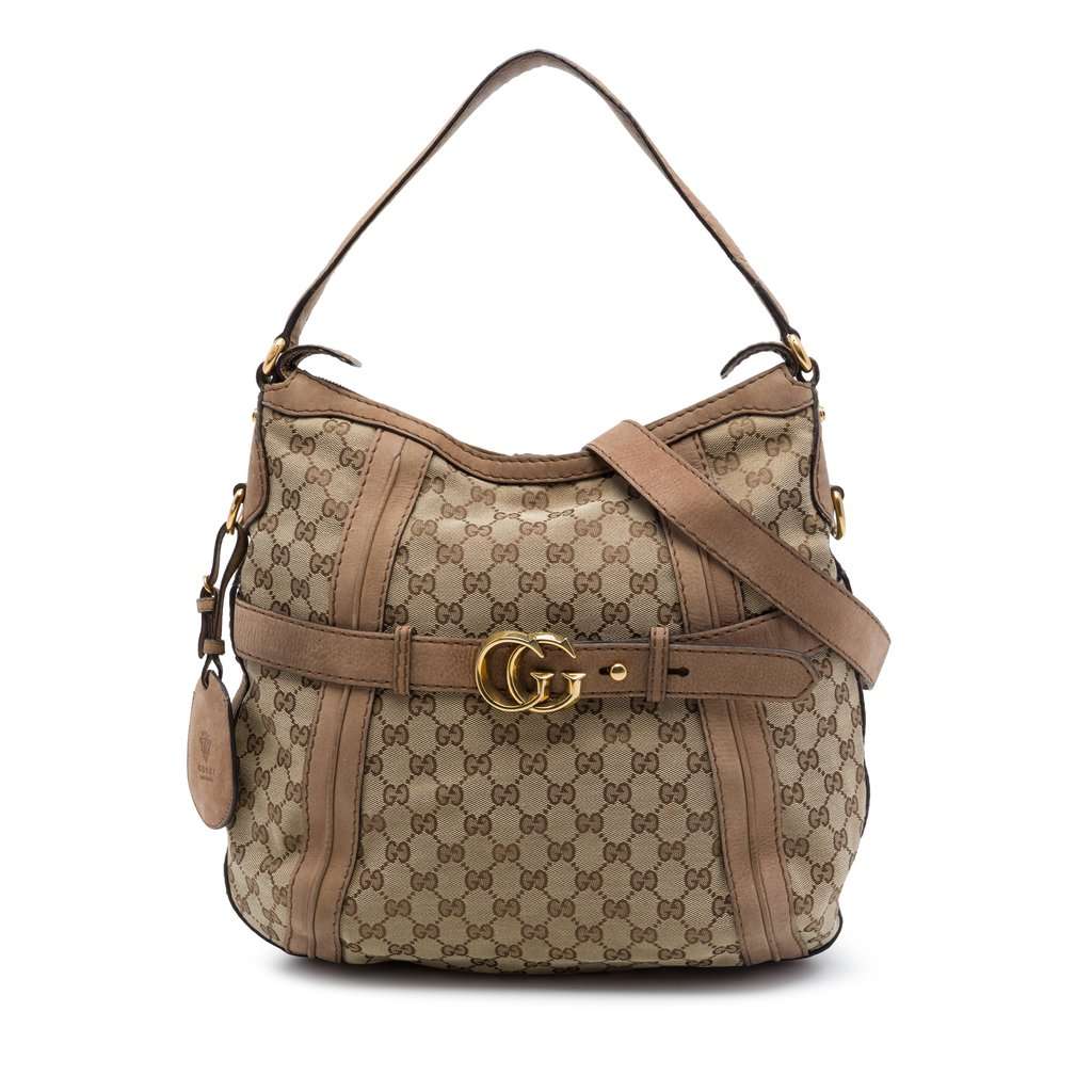 Gucci Medium GG Canvas Running Satchel Beige Very good - Front View