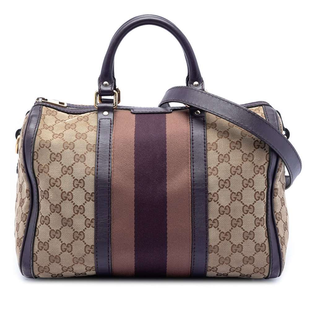 Gucci Medium GG Canvas Web Joy Boston Bag Beige Very good condition - Front View