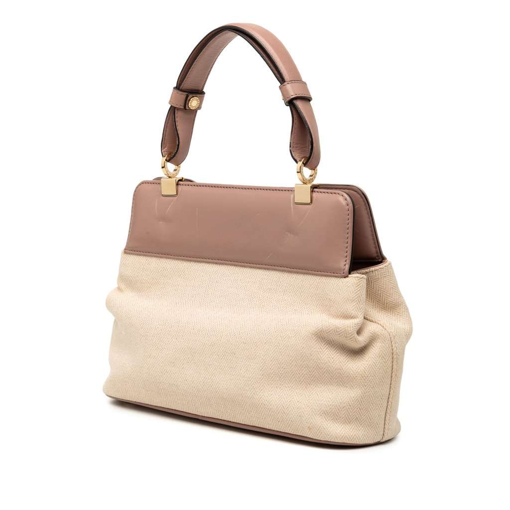 Bvlgari Canvas Isabella Rossellini Satchel Beige Very good - Back View