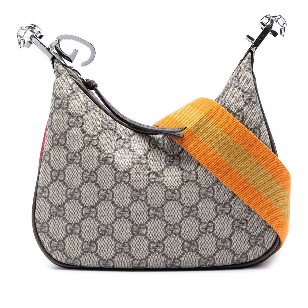 Gucci Small GG Supreme Web Attache Crossbody Beige Very good condition - Front View
