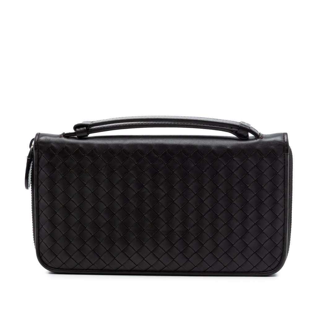 Bottega Veneta Nappa Intrecciato VN Travel Organizer Wallet Black Leather Very good condition - Front View