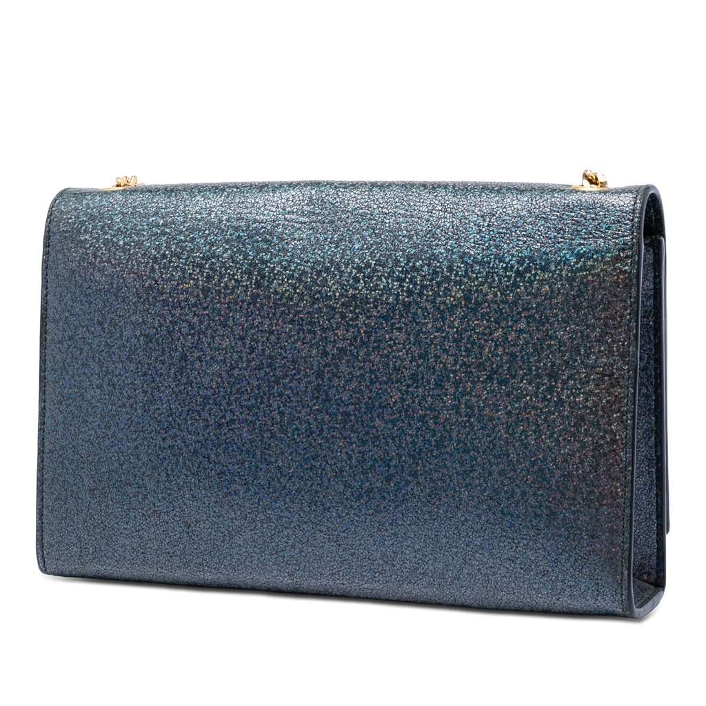 Saint Laurent Medium Glitter Leather Monogram Kate Crossbody Blue Leather Very good condition - Back View