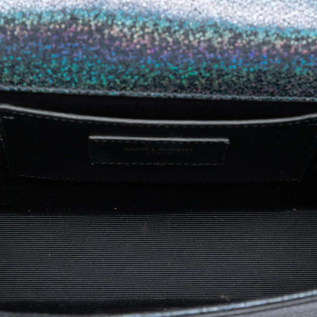 Saint Laurent Medium Glitter Leather Monogram Kate Crossbody Blue Leather Very good condition - Model View
